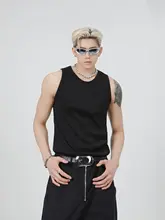 TURNTIDE メンズ 夏用 無地 ノースリーブ Tシャツ【シンプルデザイン・フィット感・ラウンドネック】