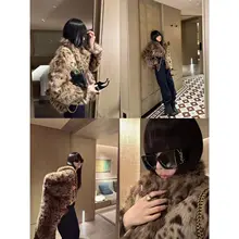 翻訳カラーのレオパード柄 エコファーファッションジャケット【秋冬用・短丈・カジュアル】