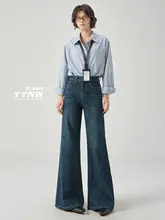 デニムパンツ レディース アメカジ ヴィンテージ 裏起毛 フレア 着痩せ 低身長向け マキシ丈 冬