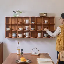 実木製 カップラック【オープンデザイン・壁掛け・コーヒーコーナー収納用】