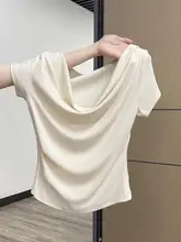 女性用ワンショルダー短袖Tシャツ【夏用・フィット感がある・ウエストシェイプ・美しいデザイン】