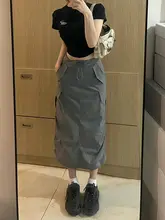 アメリカンレトログレーの女性用ワークウェアスカート