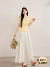 シンプルなVネックニットTシャツ【レディース・フィット・半袖・夏用】