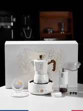 ギフトボックス入りのコーヒーセット【家庭用・小型エスプレッソモカポット・電気コンロ付き】