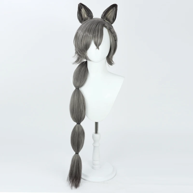 灰色の獣耳付きコスプレウィッグ【長髪・太めの編み込み】：ゲームキャラクターにふさわしい高精度ヘアスタイルの実装ガイド