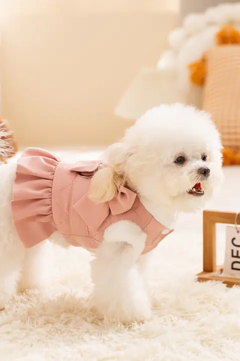 犬用 秋冬向け 厚手保温コットンコート【引き手付き・ビション・トイプードル・ポメラニアン向け】