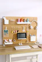 穴あけ不要の立て式木製収納ラック【家庭用・小物収納・掛けフック付き】