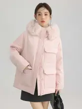 フード付き毛皮襟のゆったりダウンジャケット【女性用・冬用・極上の柔らかさ】