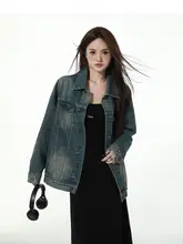 YOUZIQI デニムジャケット【レトロブルー・春秋用・ルーズフィット】