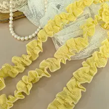 可愛いチェック柄レーストリムDIYドレスエッジ飾り【手芸用・ギャザー入り・衣装やアルバムに最適】