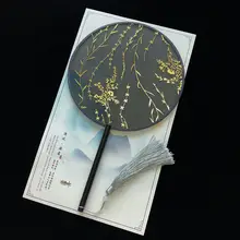 透明な手作りの扇子【ゴールド烫印・古風なデザイン・ダンス用】