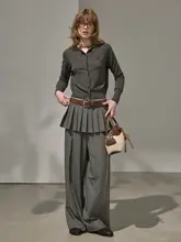 チェック柄織り付きミニスカートとルーズフィットチェック柄パンツ【二点セットアップ対応】