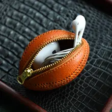手作りオリーブボール型コインケース【本革・個性的なデザイン・収納用】
