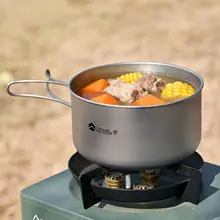 純チタン製 アウトドア用炊具セット【丸型・蓋付き・携帯便利】