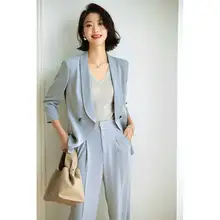 通勤に最適な薄手グレーのジャケット【七分袖・レディース】（セットアップ対応）