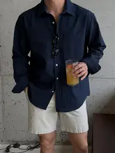 極上の柔らかさ！コットンリネン製 夏用長袖シャツ【防晒・シンプルデザイン・メンズ】