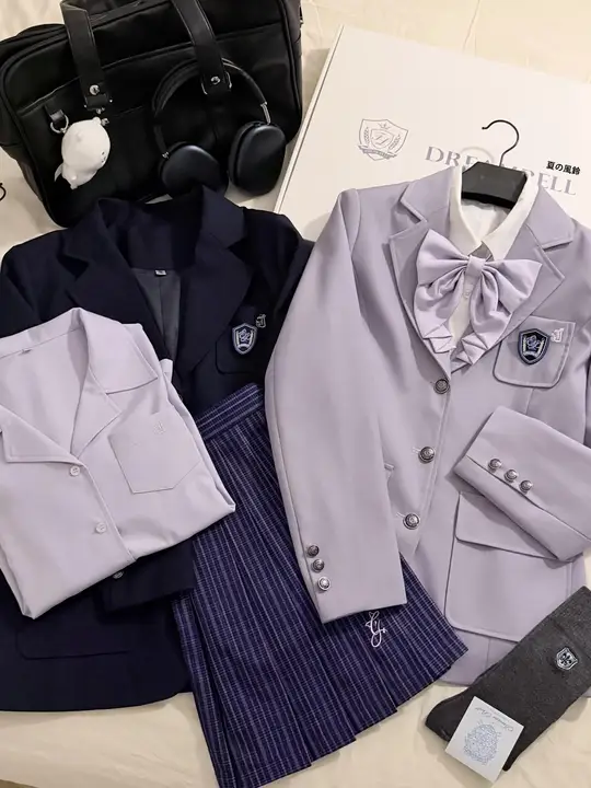 三粒ボタンのウエストシェイプジャケット【日本風JK制服・夏用・和風デザイン】（セットアップ対応）