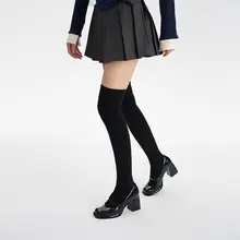 羊毛製 ブラックロングソックス【着圧・スリム効果・防滑タイプ・膝上丈】