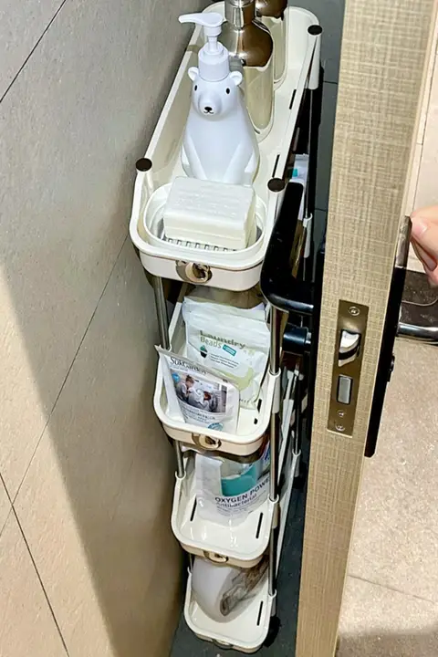 隙間収納ラック 収納キャビネット トレー バスルーム トイレ横 洗濯機ワゴン ドア裏 スペース活用