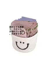 笑顔デザインのコットンロープ製デスク用収納ボックス【キー収納・手作り・インテリア】