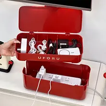 すっきり整理！電源タップ収納ボックス【可動式・スマホ充電・ケーブル整理】