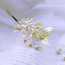 伝統的な装飾技法の花飾りヘアピン【古風スタイル・手作り・結婚式用】