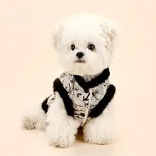 中式デザインのペット用ベスト【犬猫用・加绒・唐装風】