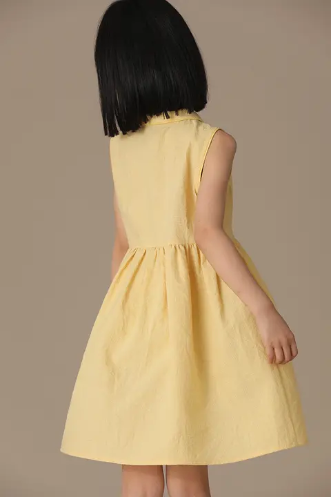 親子コーデに最適！子供用 ノースリーブワンピース【シンプルなシャツカラー・夏用・軽やか】（セットアップ対応）