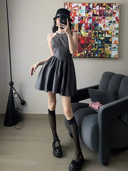 ChiclyNana セクシーオフショルダー ワンピース【フレンチスタイル・プリーツ・ショート丈】