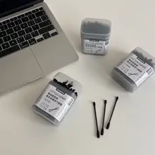 携帯用両頭コットンステック【使い捨て・耳掃除用・ブラック】