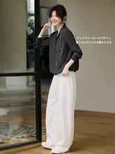 ストライプ切り替えデザインシャツ【レディース・コットン・春夏用】（セットアップ対応）