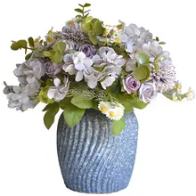 フェイクフラワーブーケ 小束 インテリア装飾 プラスチックの花 バラ 花茶 シルク 生地 ボールフラワー