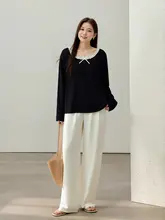 大きいサイズのフラワーレース付き女性用トップス【春用・ゆったりフィット・丸首デザイン】