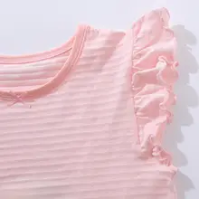 竹節綿製 女の子用夏用スリップドレス【フリル袖・薄手・ホームウェア】
