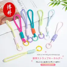 ハンドメイドのナイロンストラップ付き短型キーホルダー【スマートフォン用・紛失防止・個性的なデザイン】