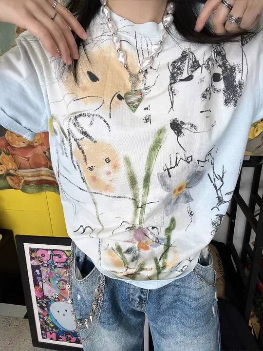 透気性抜群のユニセックスTシャツ【癒し風デザイン・短袖】