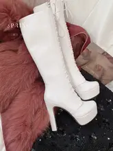 秋冬用 太ヒールのロングブーツ【ラウンドトゥ・防水・スリムデザイン】
