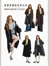 ダイヤモンドカットデザインのウールテーラードコート【冬用・グレー・両面仕様】