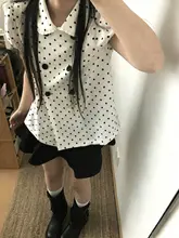 ドット柄の女性用シャツ【襟付き・夏用・学院風・極上の柔らかさ】（セットアップ対応）