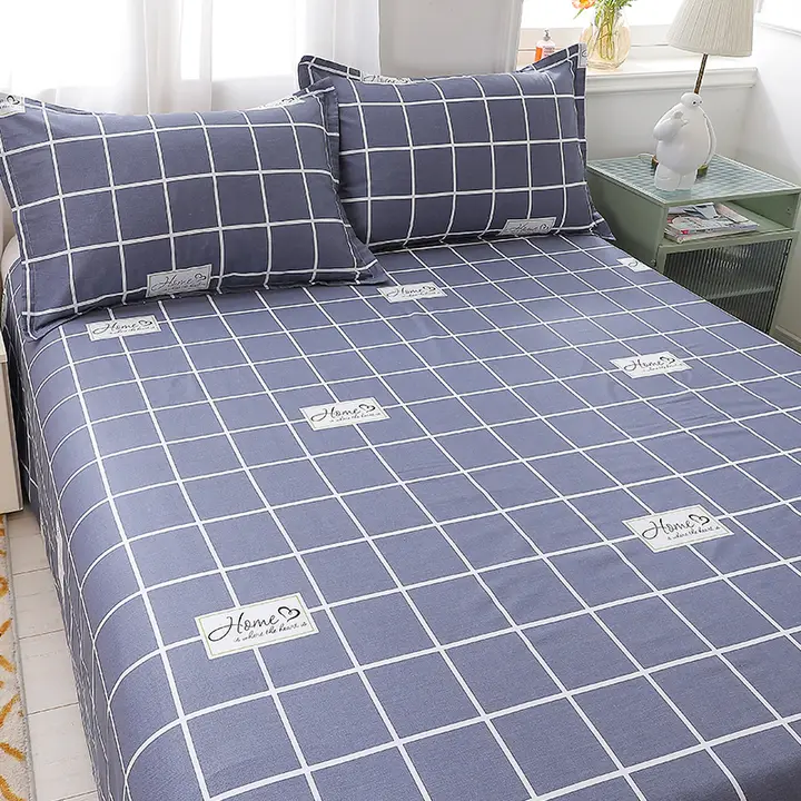 100%綿製 シングルベッドシーツ【1.2m・枕カバー2点付き・学生寮用】