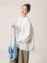 春にぴったりなコットンリネンのラウンドネックシャツ【ゆったりとしたシルエット】