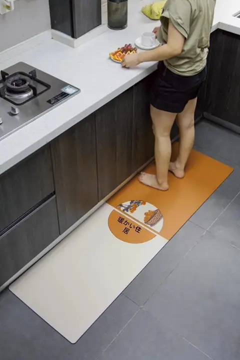 キッチン用防滑PVCフロアマット【吸水・汚れ防止・メンテナンス簡単】
