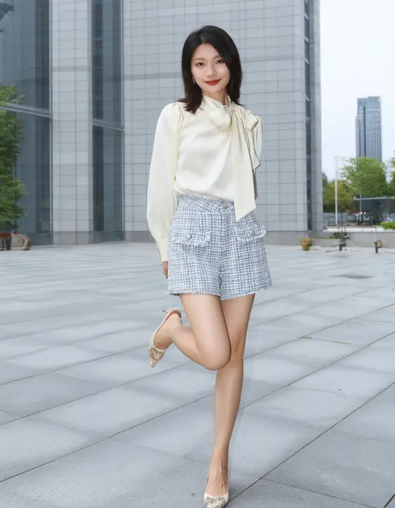 MandyZhang 長袖デザインカラーシャツ【立ち襟・スリーブ付き・秋用・イエロー】