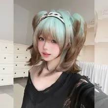 Lolita風 短めウィッグ【アジア人風・グラデーション・ツインテール・クリップ式】