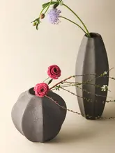 几何形状の手作り陶器フラワーベース【和風・飾り用・テーブルデコレーション】