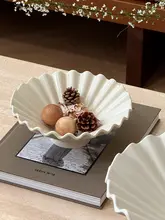 フルーツボウル デコレーション セラミック プリーツ フレンチ風 上品 おしゃれ 家庭用 ダイニング 収納 インテリア