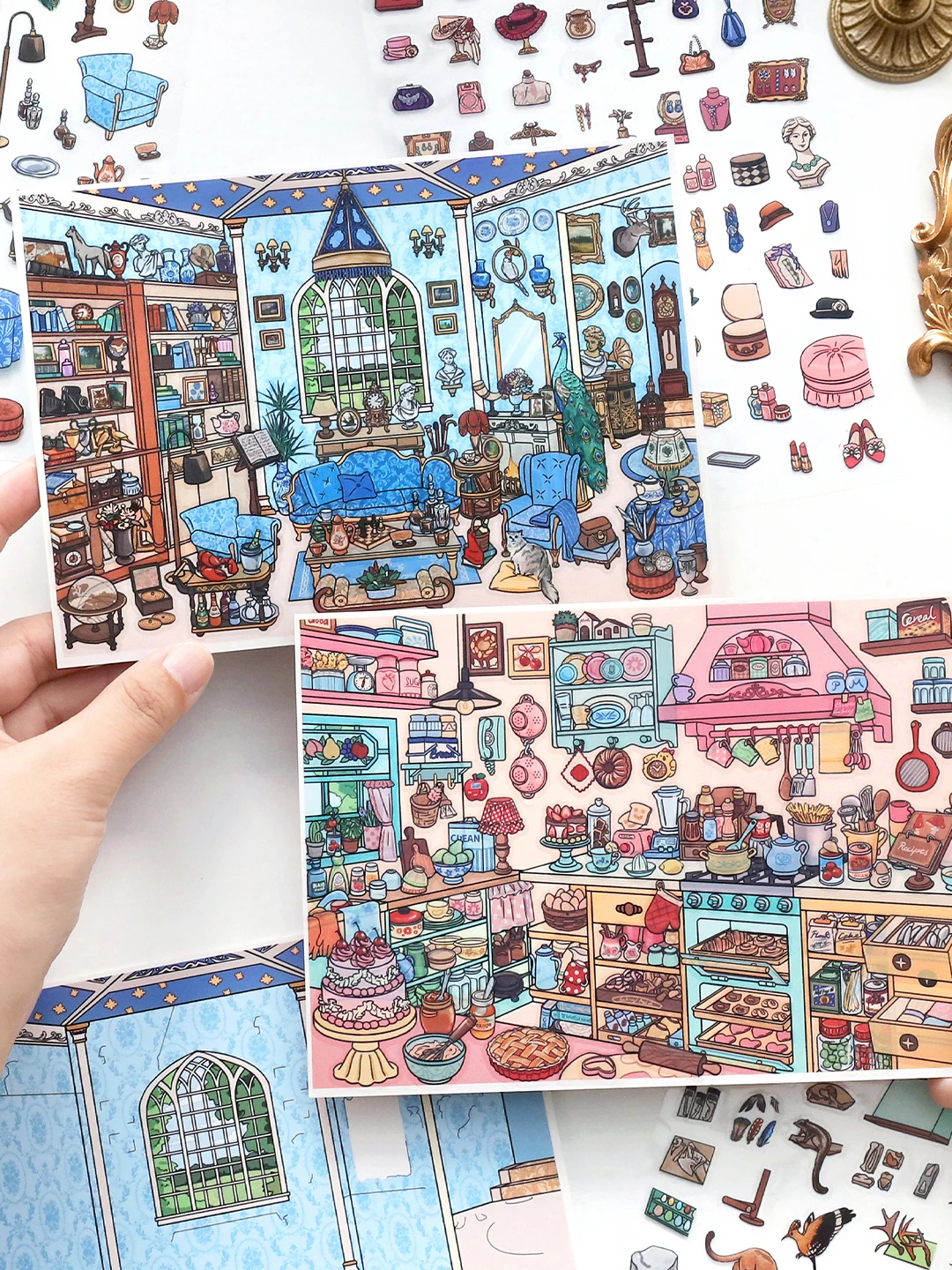 立体小屋のミニチュアシーン用造景シール【位置決めライン付き】のシーンセットアップガイド