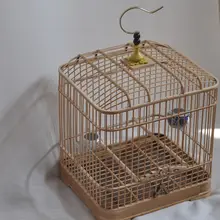 手作りの竹製鳥籠【中小型鳥用・フルセット】（セットアップ対応）