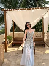 レー�ス切替の長袖ワンピース【春夏用・取り外し可能なチュールスカート・独特なデザイン】