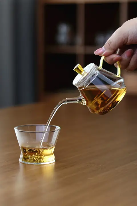 耐熱ガラス製の茶ポットとカップのセット【小容量・花茶用】（セットアップ対応）